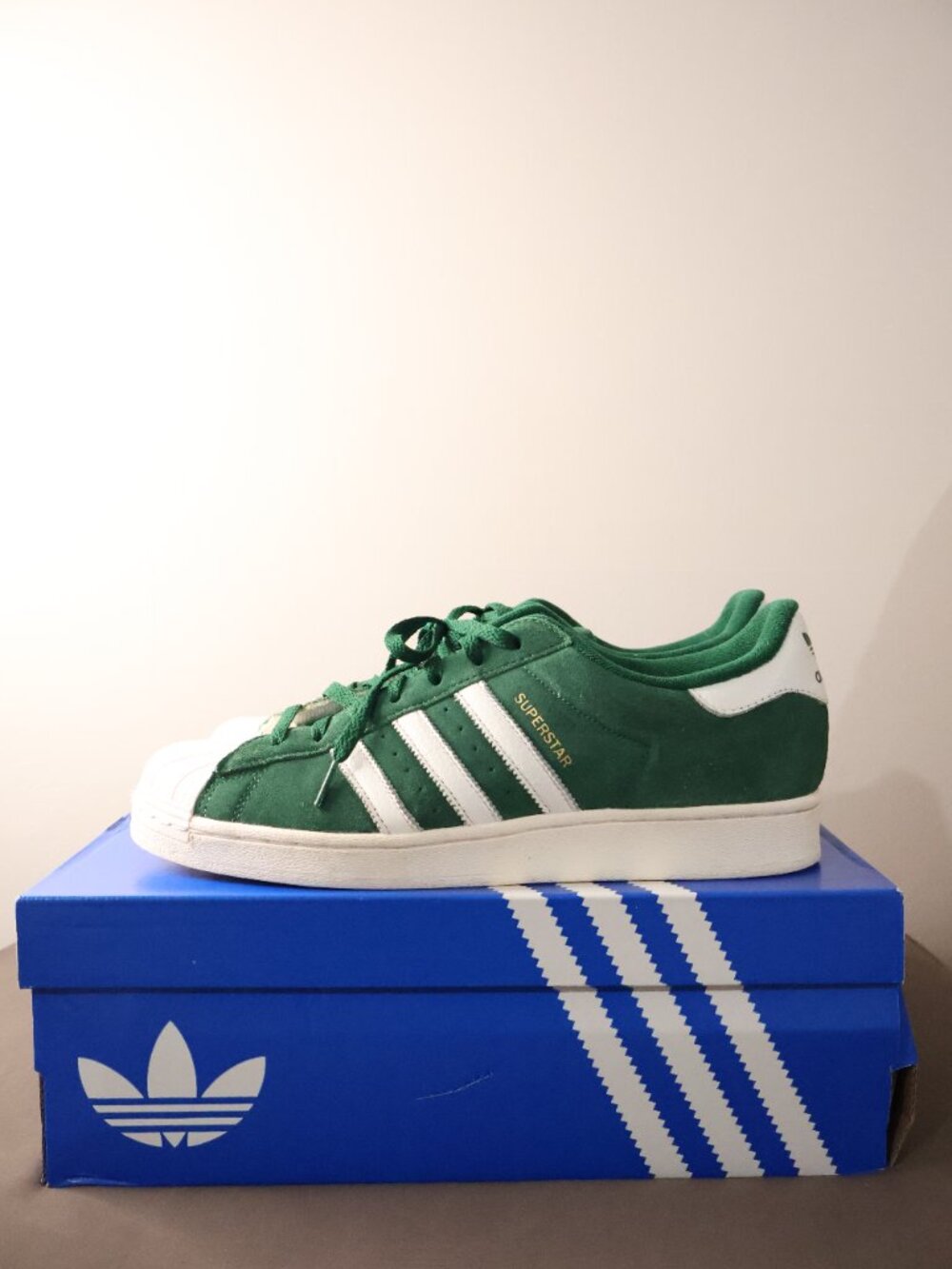 Adidas Superstar Green Suede Sneakers (Includes Box)